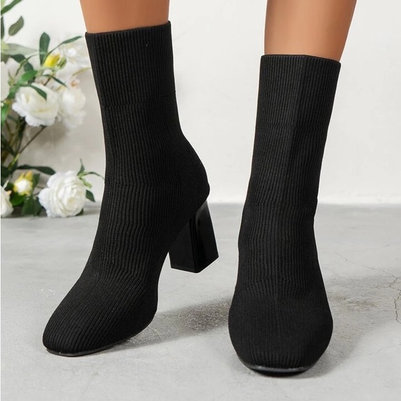 Block Heel Knit Sock Boots NWOT - Picture 9 of 11